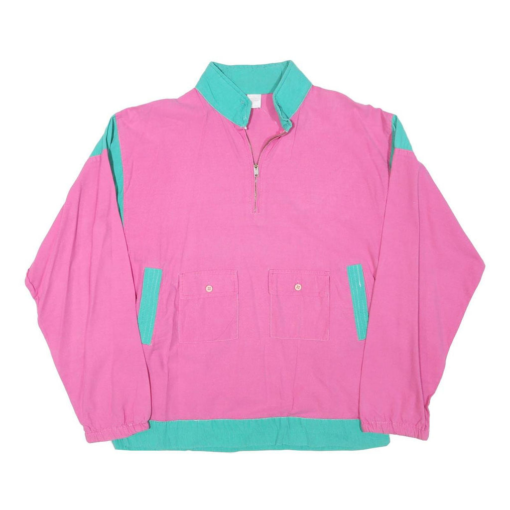 Womens Pink & Green Plain Cotton Blend Jacket S Zip Pockets Lightweight Casual