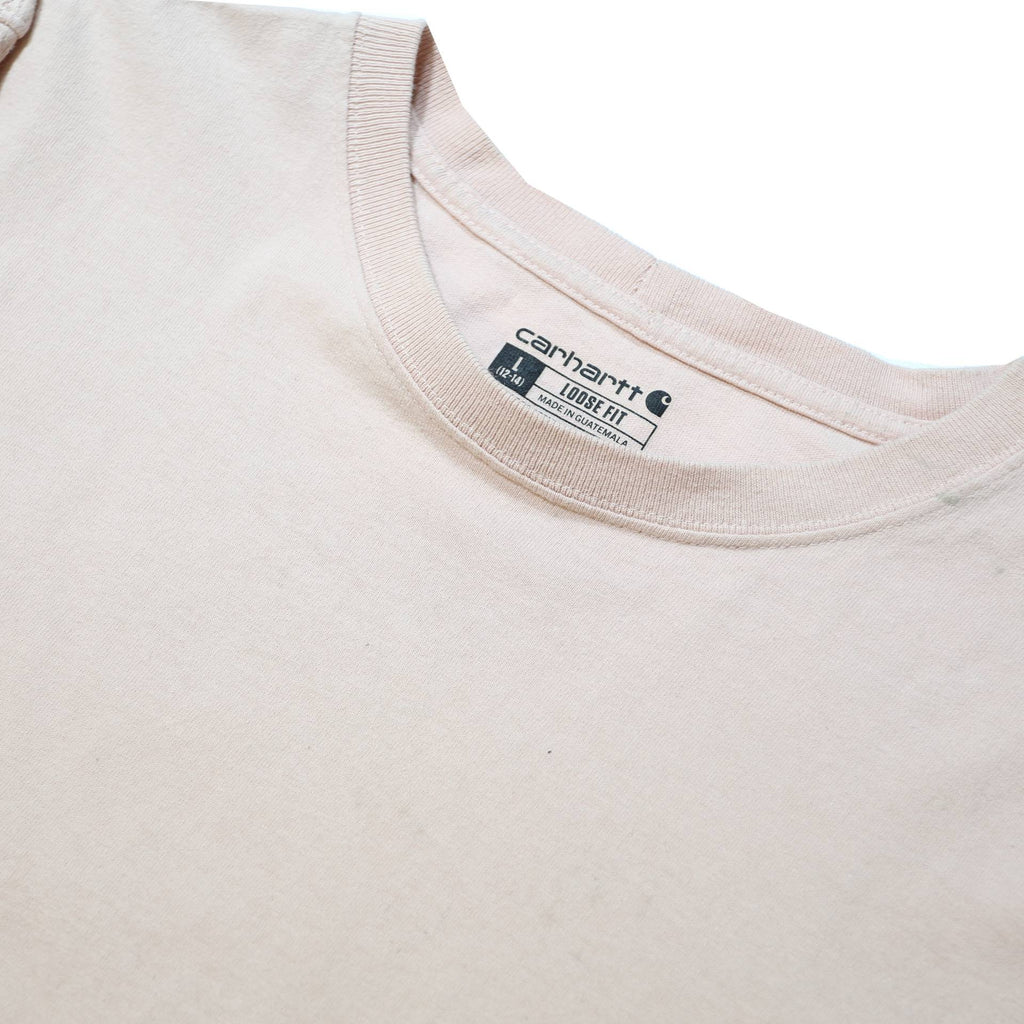 CARHARTT Boys Beige Long Sleeve Crew Neck T-Shirt Logo L Cotton Blend
