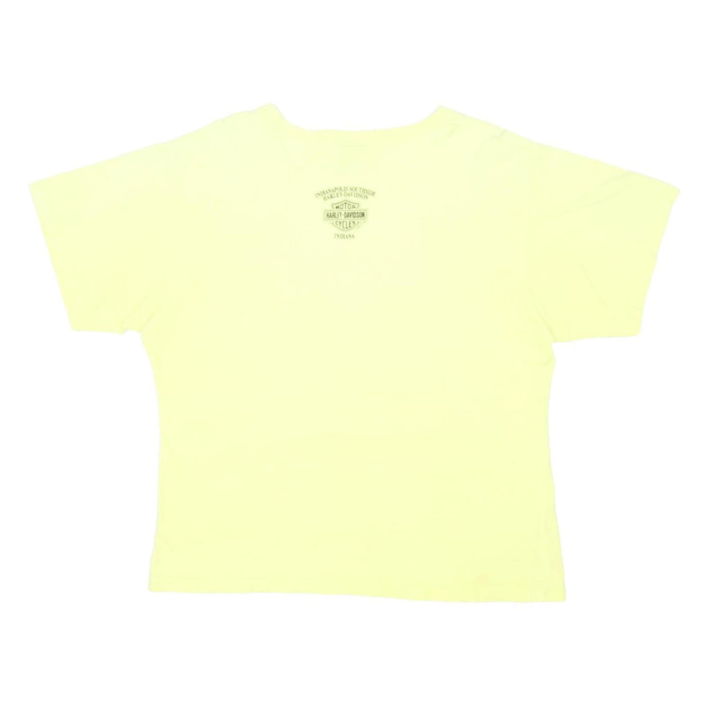 HARLEY DAVIDSON Womens Yellow Cotton Blend Graphic T-Shirt XL Crew Neck Short