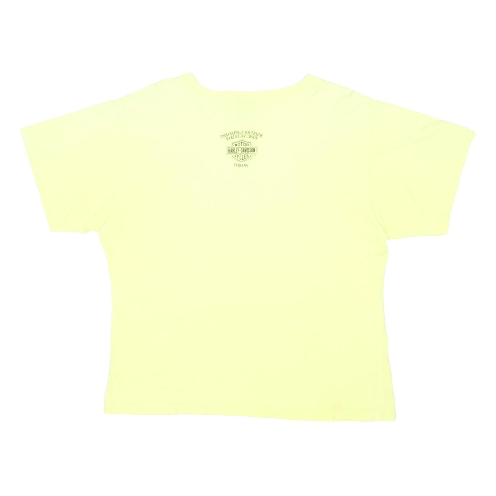 HARLEY DAVIDSON Womens Yellow Cotton Blend Graphic T-Shirt XL Crew Neck Short