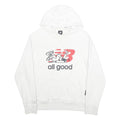 NEW BALANCE Mens White Pullover Hoodie S All Good Graphic Print Casual