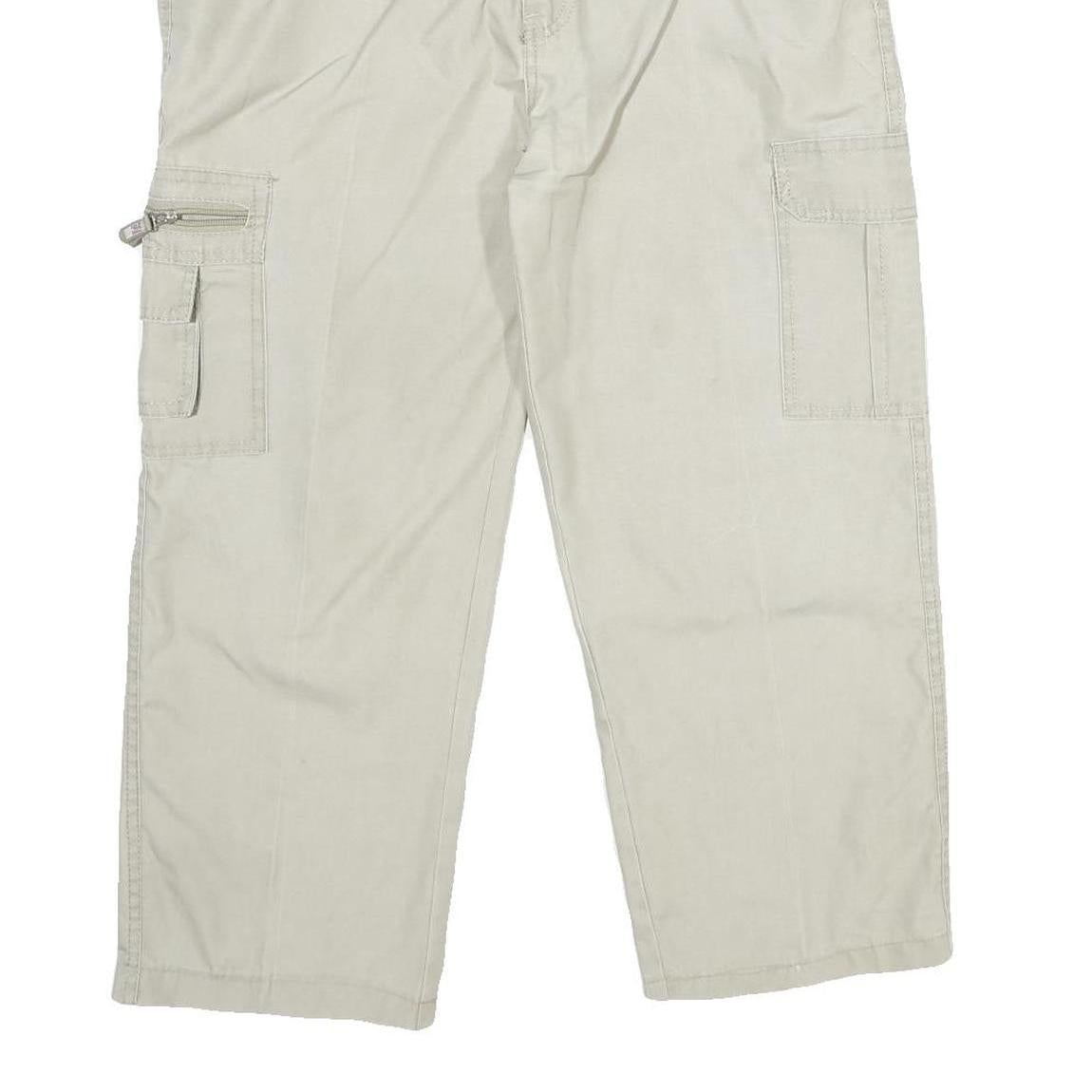 LANZANS Mens Cotton Blend Beige Relaxed Cargo Trousers W34 L23 Drawstring