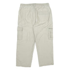 LANZANS Mens Cotton Blend Beige Relaxed Cargo Trousers W34 L23 Drawstring