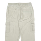 LANZANS Mens Cotton Blend Beige Relaxed Cargo Trousers W34 L23 Drawstring