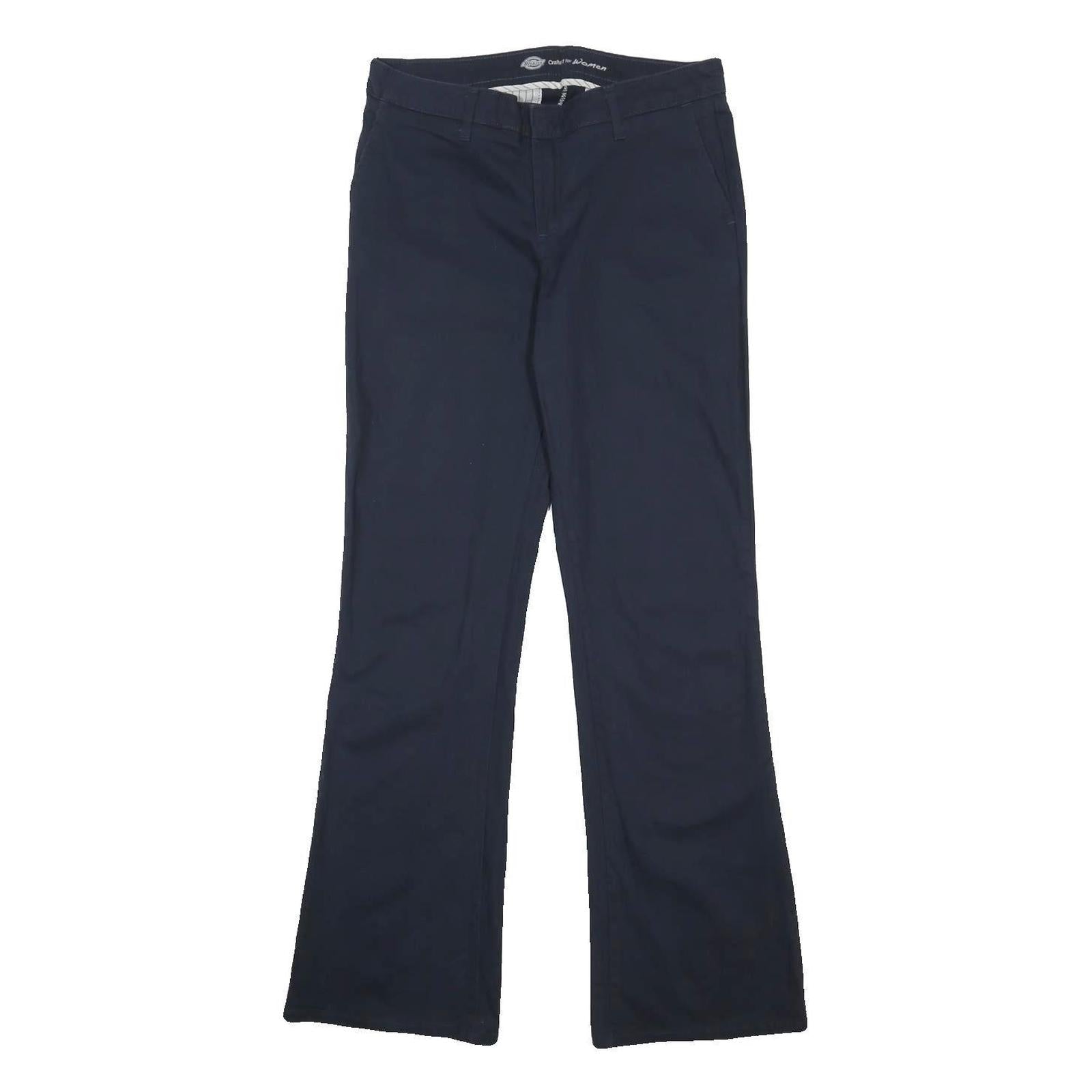 DICKIES Womens Cotton Blend Navy Regular Fit Bootcut Trousers W32 L36