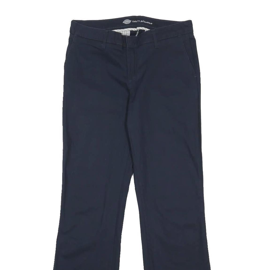 DICKIES Womens Cotton Blend Navy Regular Fit Bootcut Trousers W32 L36
