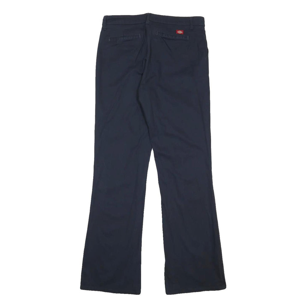 DICKIES Womens Cotton Blend Navy Regular Fit Bootcut Trousers W32 L36