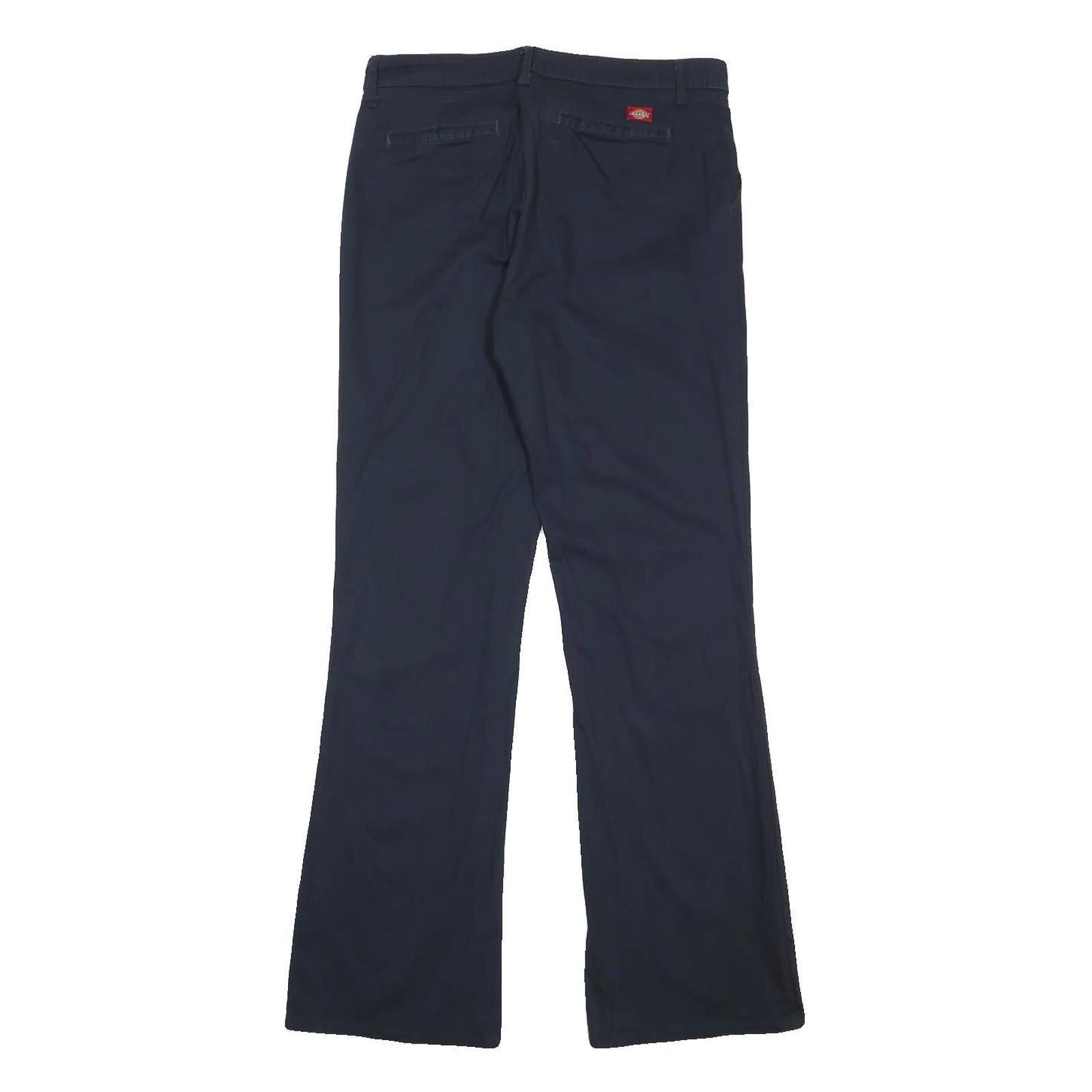 DICKIES Womens Cotton Blend Navy Regular Fit Bootcut Trousers W32 L36