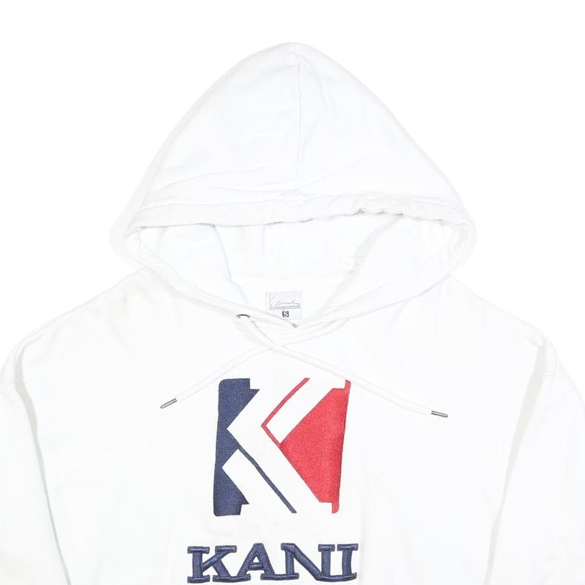 KARL KANI Womens White Red & Navy Pullover Hoodie S Logo Embroidered