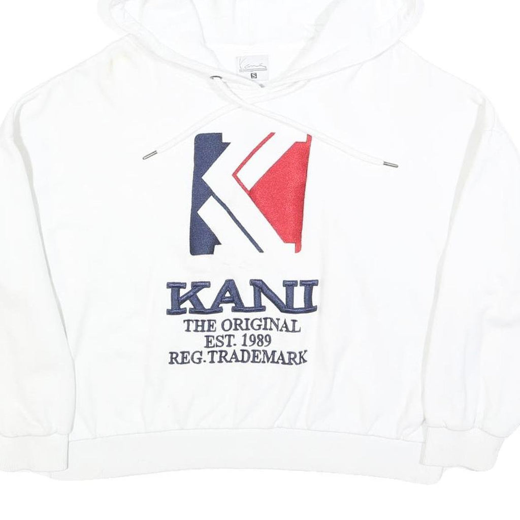 KARL KANI Womens White Red & Navy Pullover Hoodie S Logo Embroidered