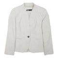 ZARA Womens Cream Button Jacket S Polyester Blend Plain Elegant Tailored