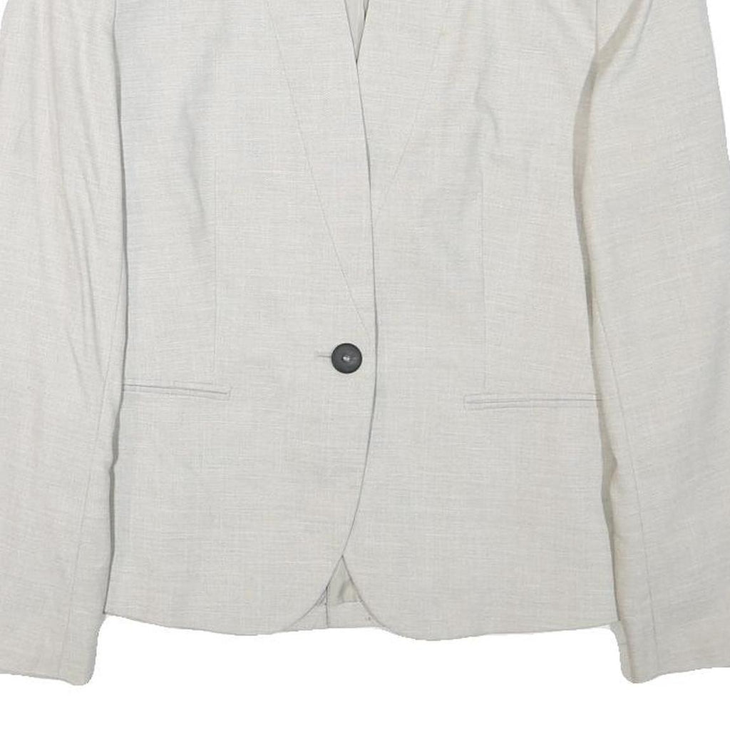 ZARA Womens Cream Button Jacket S Polyester Blend Plain Elegant Tailored