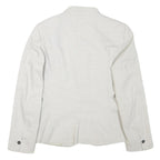 ZARA Womens Cream Button Jacket S Polyester Blend Plain Elegant Tailored