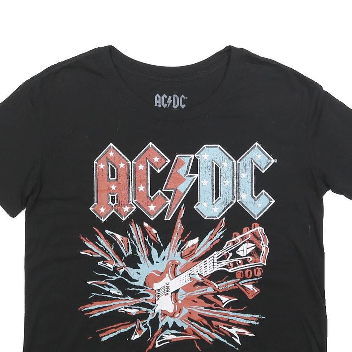 ACDC Womens Black US Tour 76 Graphic T-Shirt M Short Sleeve Crew Neck Rock Band