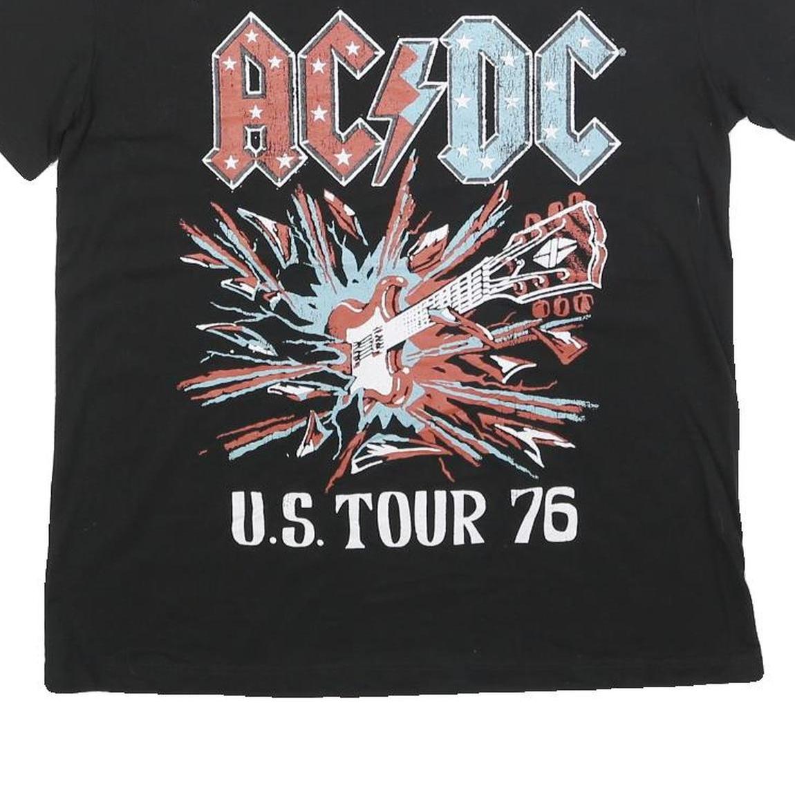 ACDC Womens Black US Tour 76 Graphic T-Shirt M Short Sleeve Crew Neck Rock Band