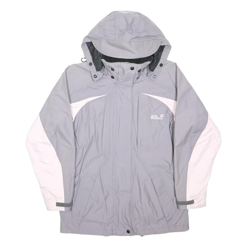 JACK WOLFSKIN Womens Grey & Pale Pink Outdoor Jacket UK 8 Polyamide Hooded Zip