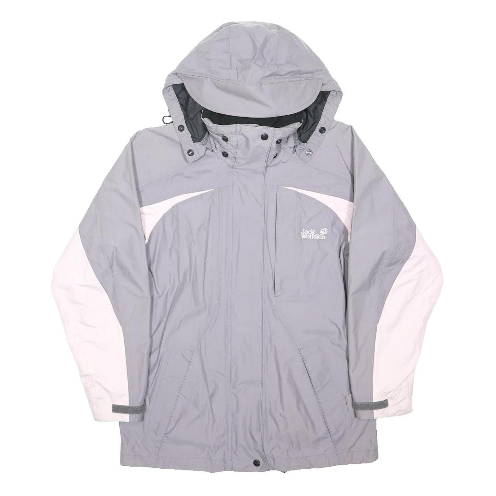 JACK WOLFSKIN Womens Grey & Pale Pink Outdoor Jacket UK 8 Polyamide Hooded Zip