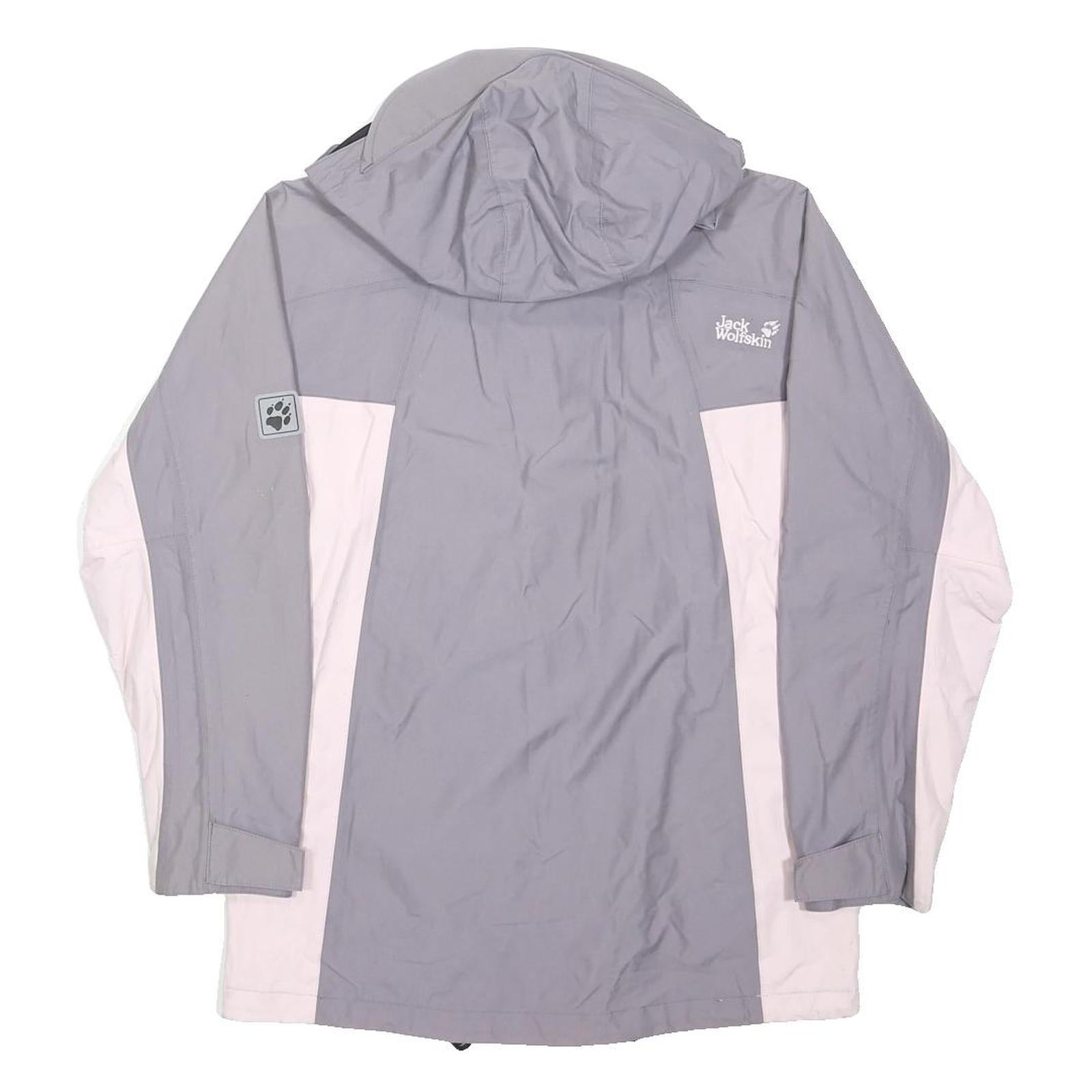 JACK WOLFSKIN Womens Grey & Pale Pink Outdoor Jacket UK 8 Polyamide Hooded Zip