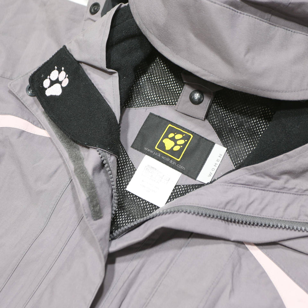 JACK WOLFSKIN Womens Grey & Pale Pink Outdoor Jacket UK 8 Polyamide Hooded Zip