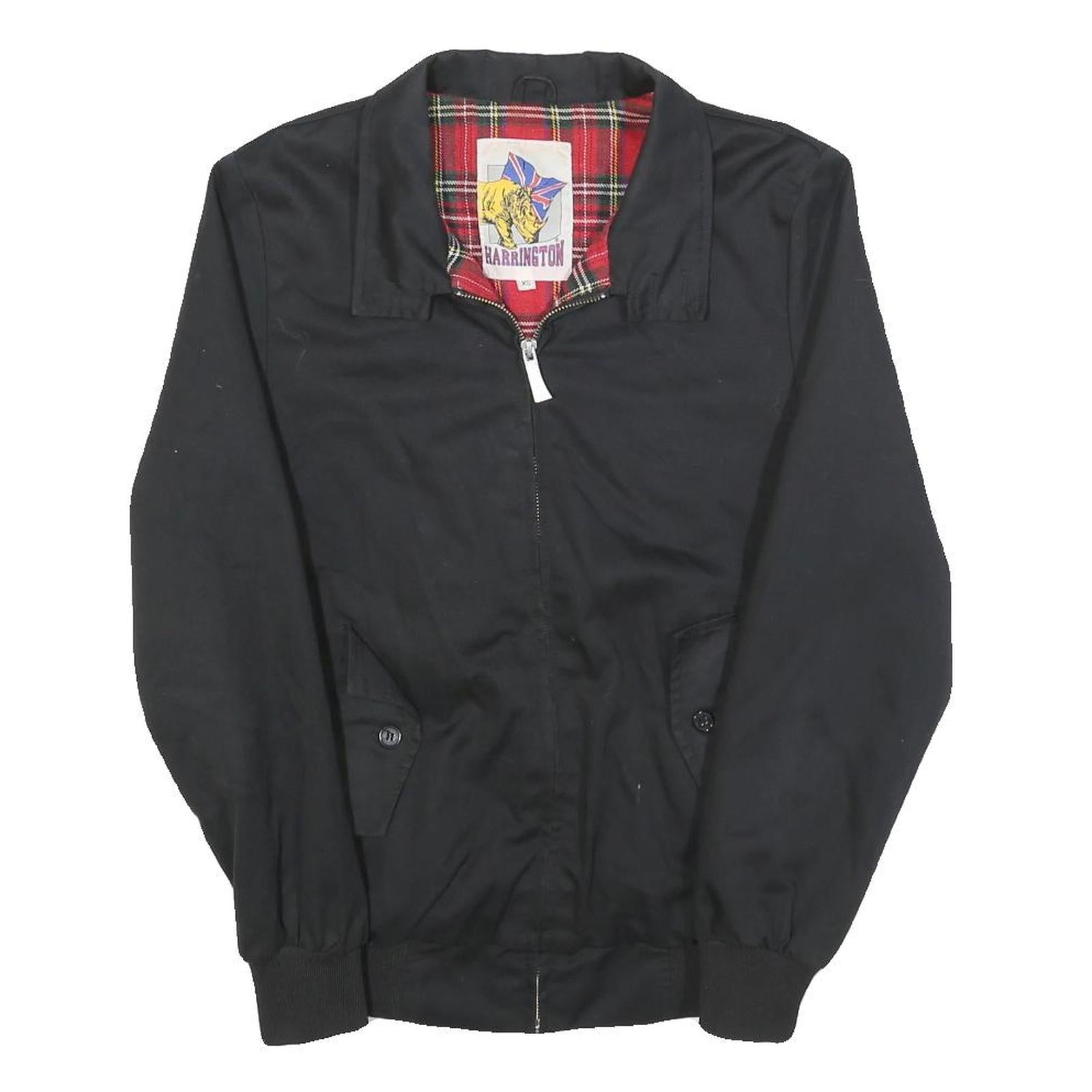 HARRINGTON Mens Black Classic Jacket XS Cotton Blend Zip Plain Casual Outerwear