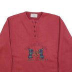 CRAFT BAY Womens Red Button Neck L Sweatshirt Cotton Blend Casual Pullover