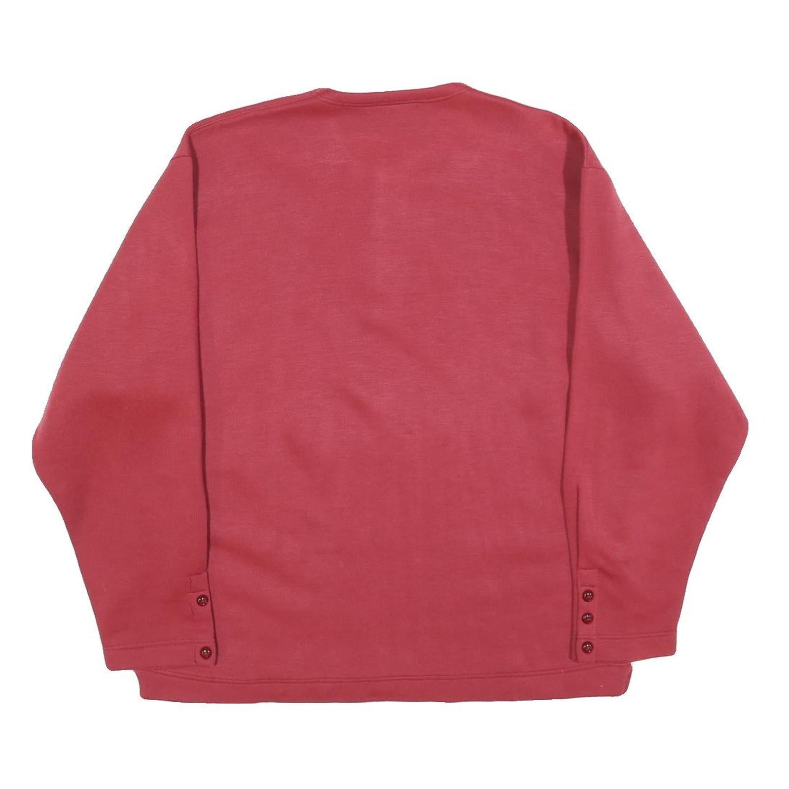 CRAFT BAY Womens Red Button Neck L Sweatshirt Cotton Blend Casual Pullover