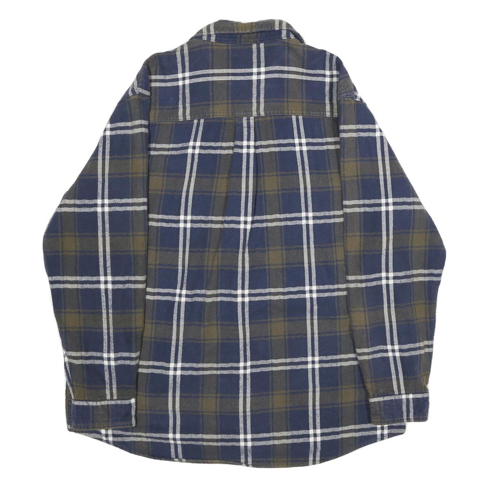 ANCHORAGE Mens Blue & Olive Check Shirt XL Long Sleeve Cotton Casual