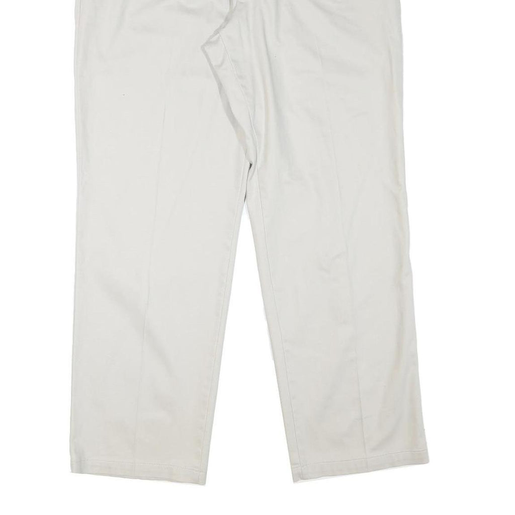 DOCKERS Mens Cotton Blend Beige Regular Straight Trousers W36 L30 Classic Zip