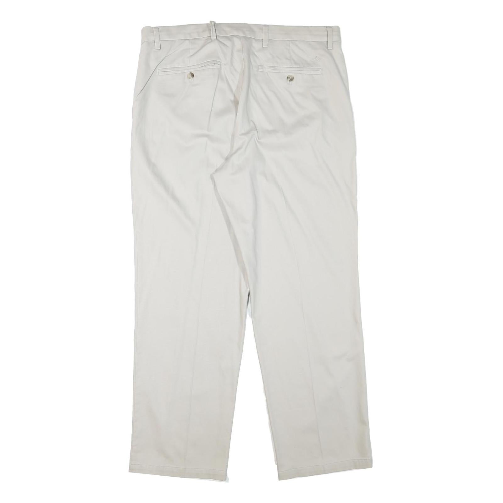 DOCKERS Mens Cotton Blend Beige Regular Straight Trousers W36 L30 Classic Zip