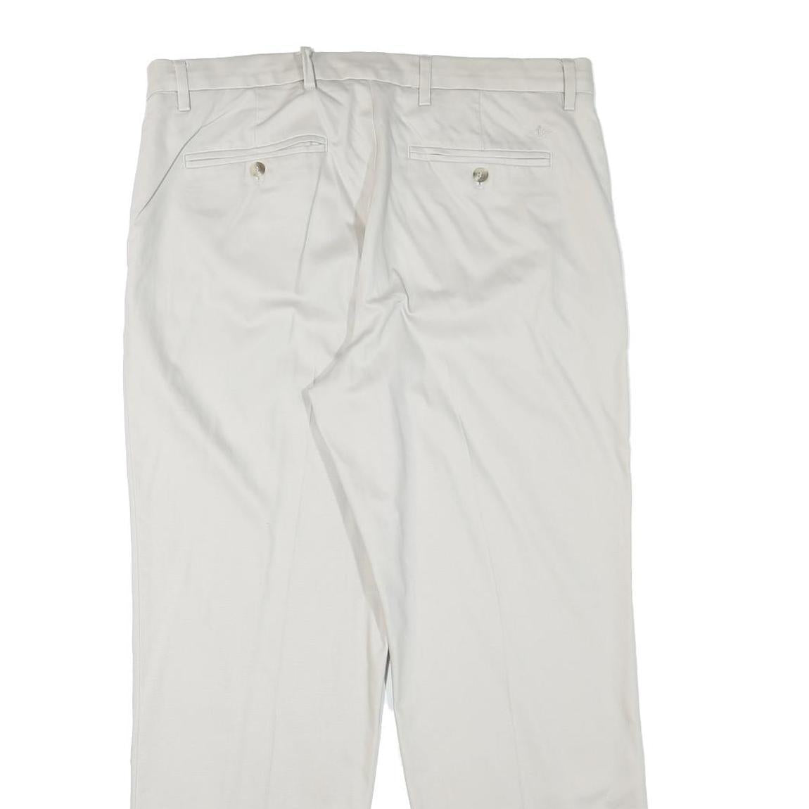 DOCKERS Mens Cotton Blend Beige Regular Straight Trousers W36 L30 Classic Zip