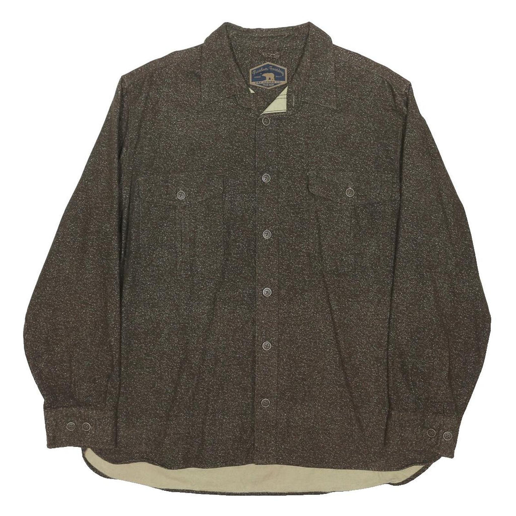 FREEDOM FOUNDRY Mens Brown Shirt XL Cotton Blend Casual Button-Up Pocket Detail