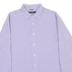 NAUTICA Mens Purple & White Check Shirt L Cotton Blend Casual Classic Fit