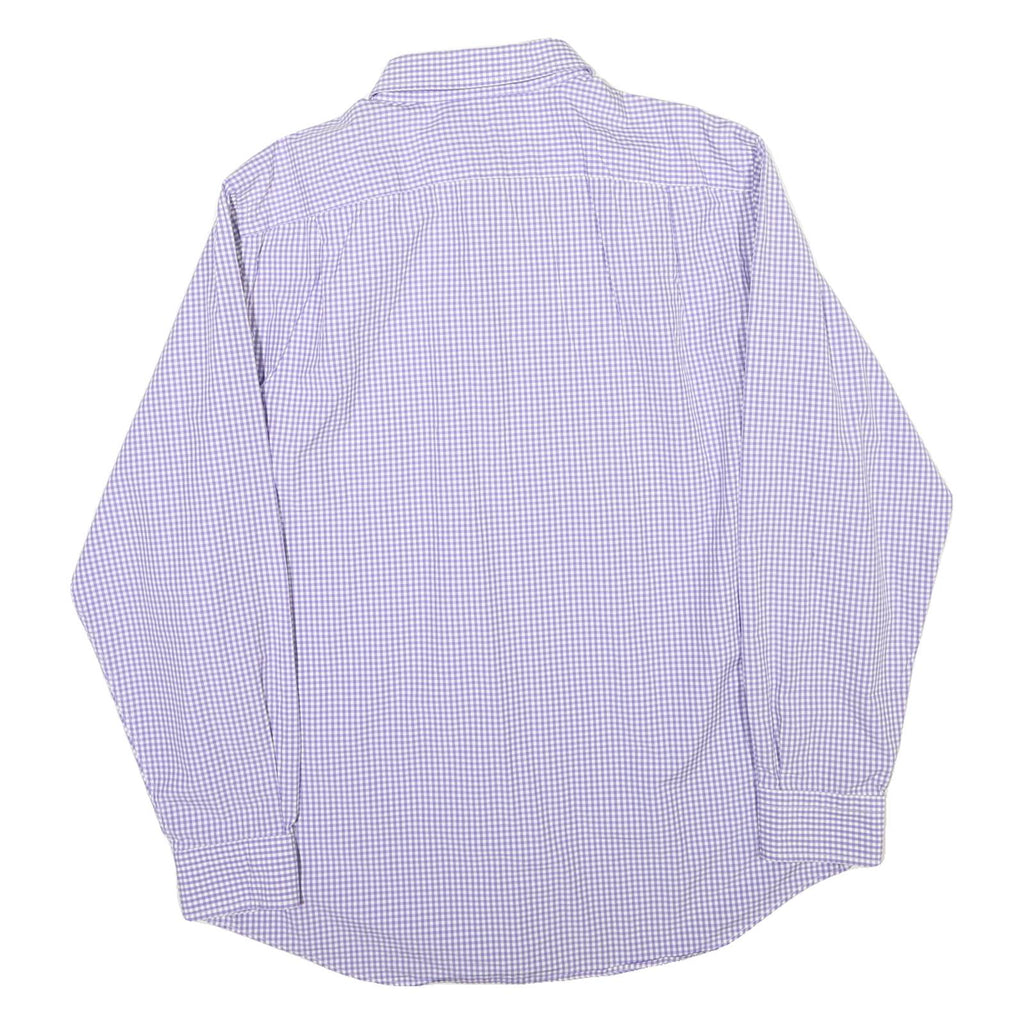 NAUTICA Mens Purple & White Check Shirt L Cotton Blend Casual Classic Fit