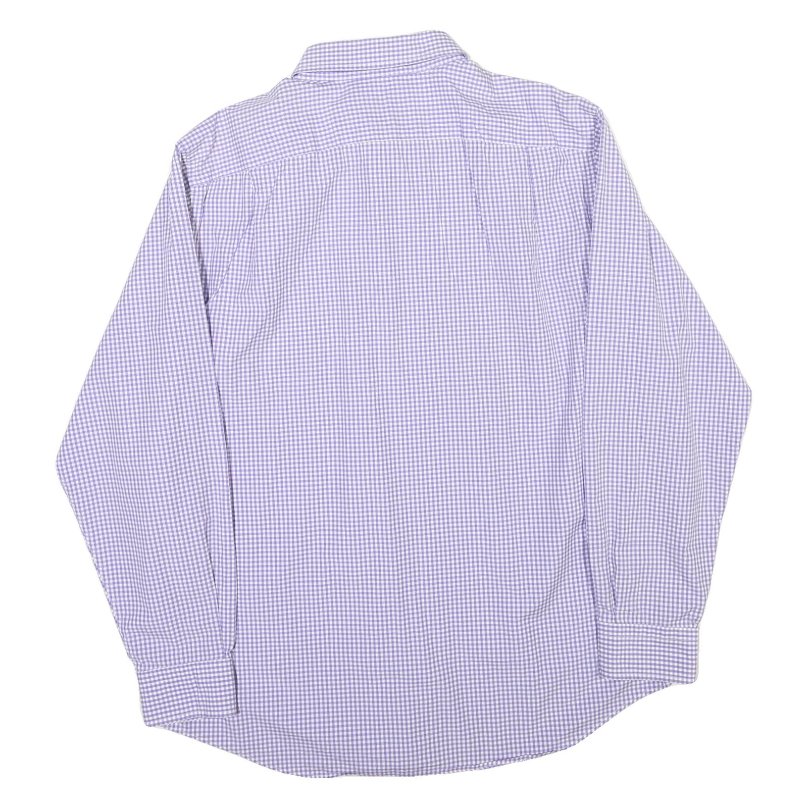 NAUTICA Mens Purple & White Check Shirt L Cotton Blend Casual Classic Fit