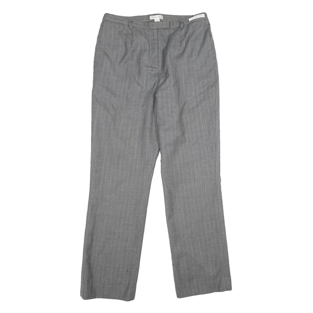 PENDLETON Womens Wool Grey Regular Fit Straight Leg Trousers W32 L31 Smart