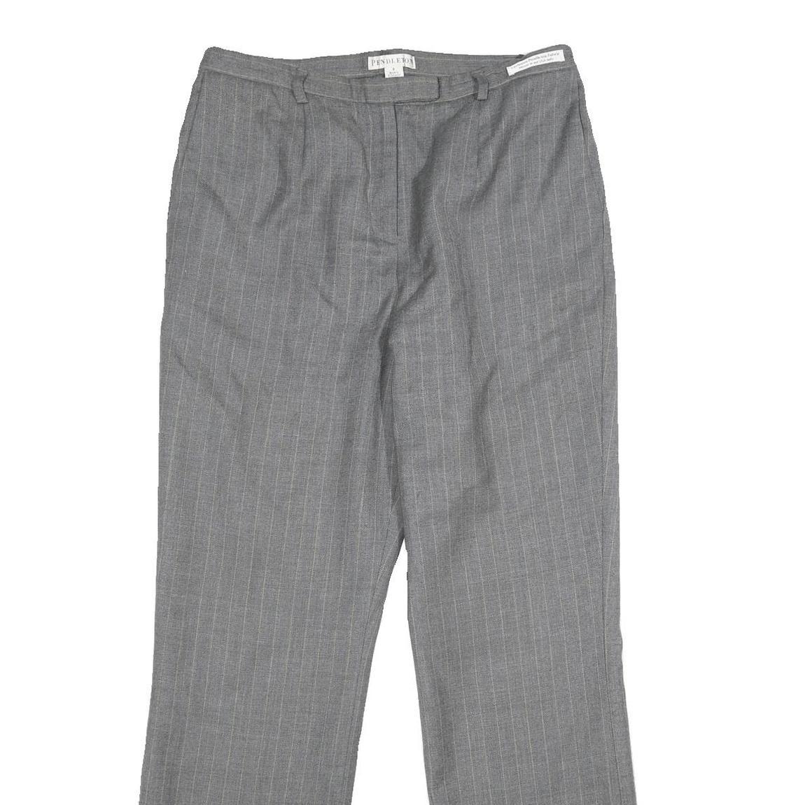 PENDLETON Womens Wool Grey Regular Fit Straight Leg Trousers W32 L31 Smart