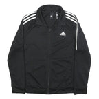ADIDAS Womens Black & White Slim Fit Jacket UK 12 Polyester Zip Sportswear