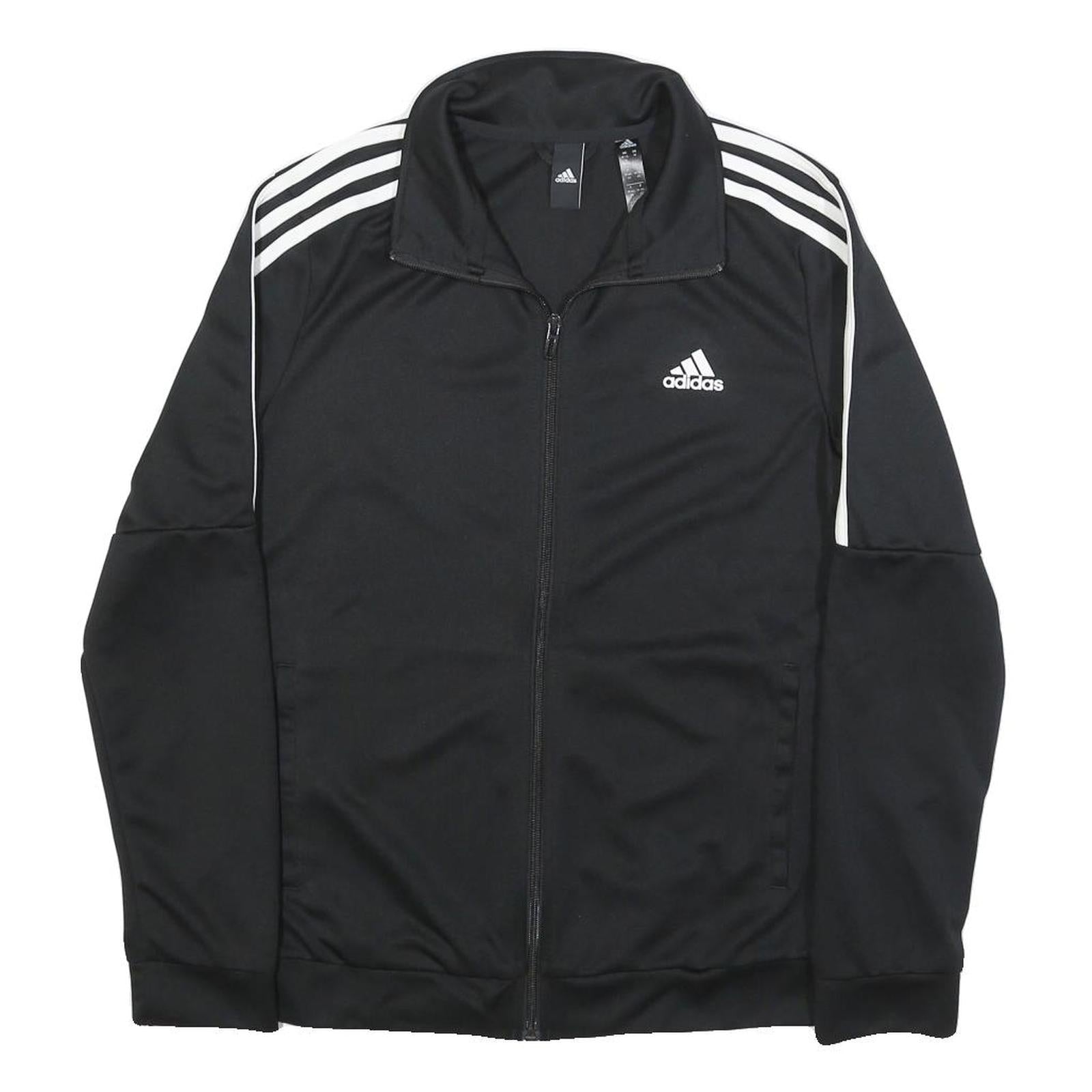 ADIDAS Womens Black & White Slim Fit Jacket UK 12 Polyester Zip Sportswear