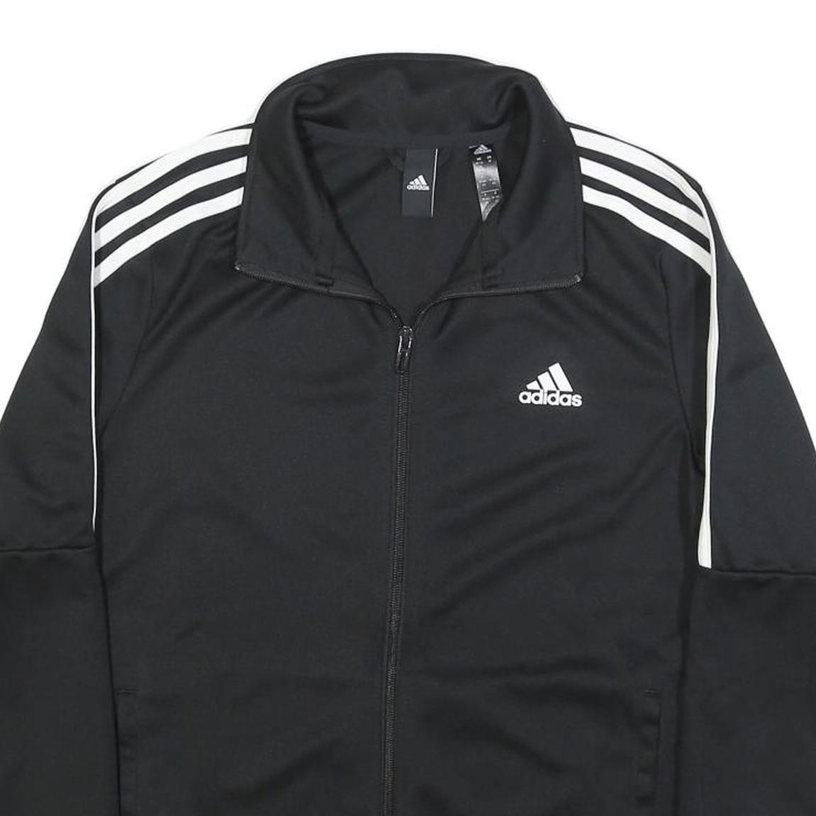 ADIDAS Womens Black & White Slim Fit Jacket UK 12 Polyester Zip Sportswear