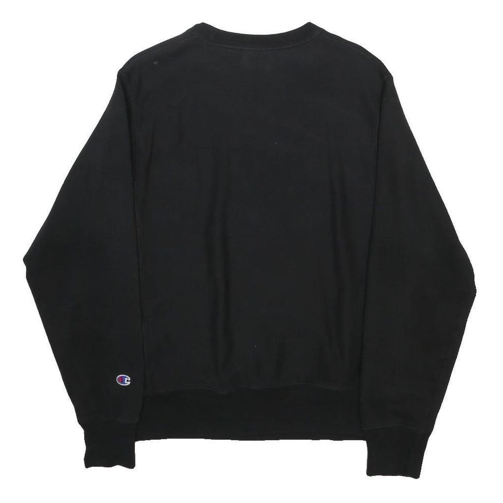 CHAMPION REVERSE WEAVE Mens Black Cotton Blend Crew Neck Sweatshirt S Classic