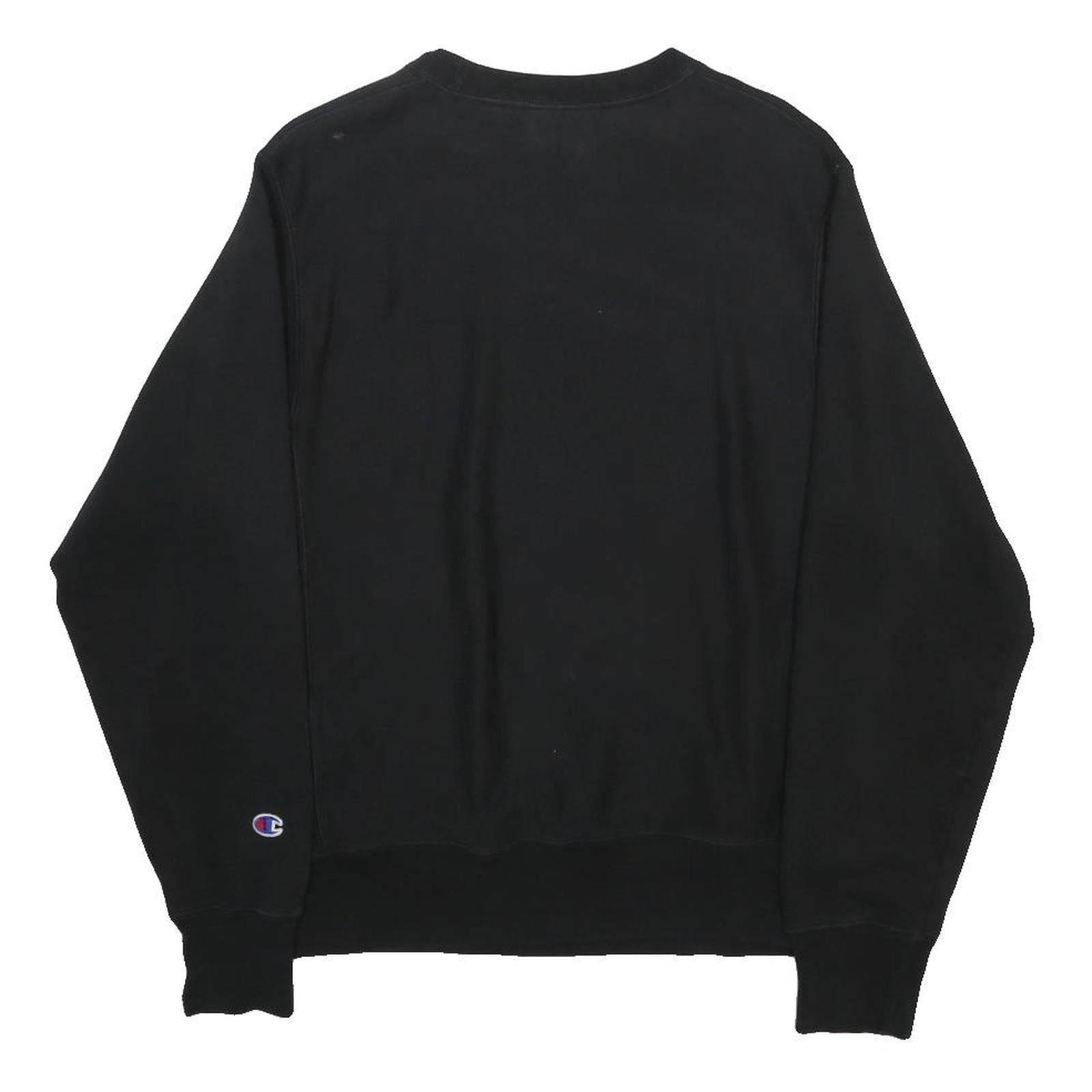 CHAMPION REVERSE WEAVE Mens Black Cotton Blend Crew Neck Sweatshirt S Classic