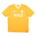 NEW BALANCE Mens Yellow Football T-Shirt L Short Sleeve V-Neck Sportswear