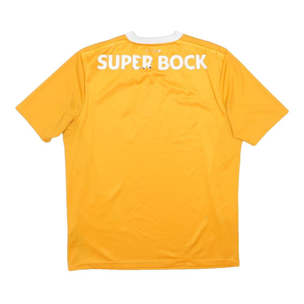 NEW BALANCE Mens Yellow Football T-Shirt L Short Sleeve V-Neck Sportswear