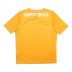 NEW BALANCE Mens Yellow Football T-Shirt L Short Sleeve V-Neck Sportswear