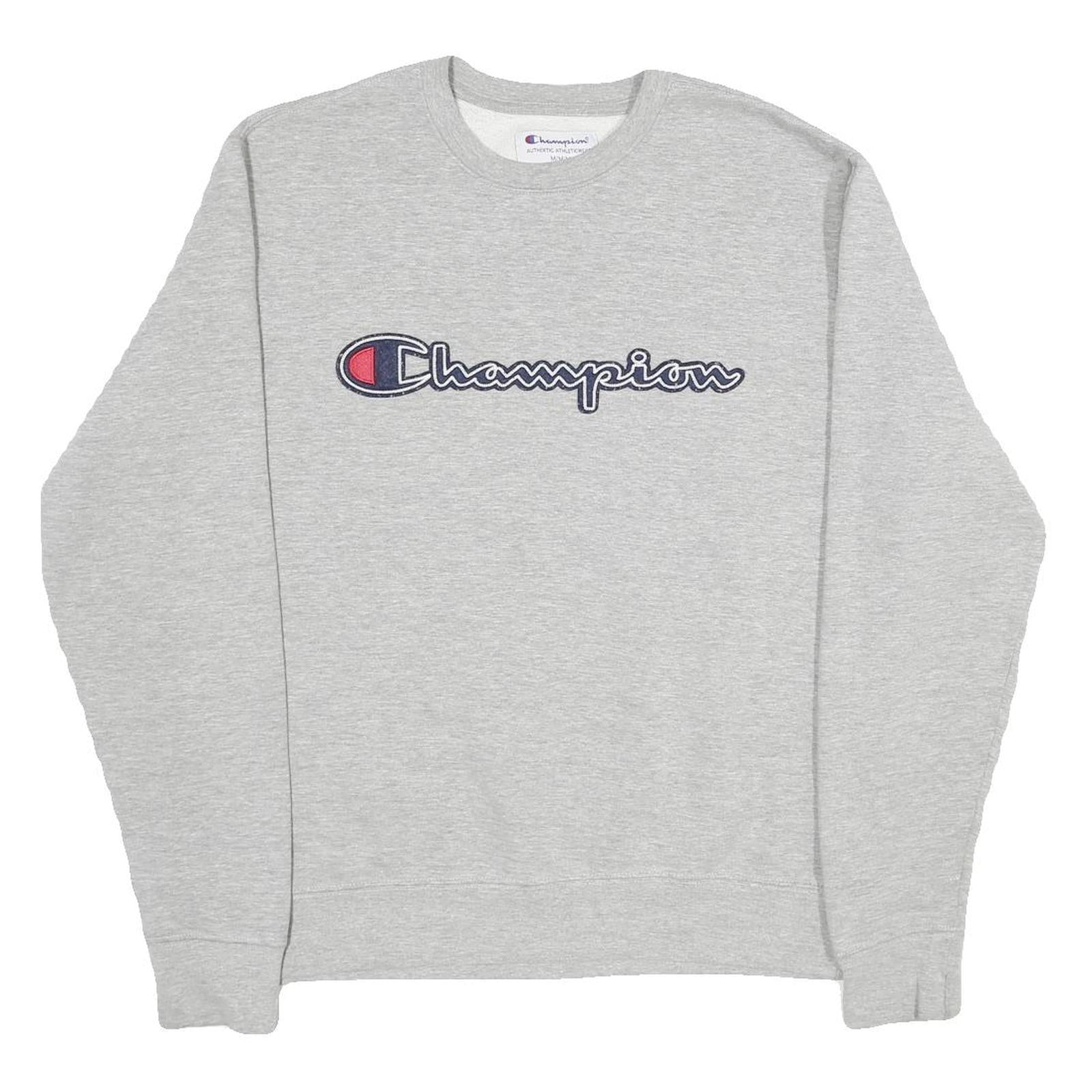 CHAMPION Mens Grey Crew Neck M Cotton Blend Pullover Sweatshirt