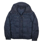 BOSS HUGO BOSS Womens Blue Quilted Jacket UK 8 Polyamide Zip Classic Outdoor