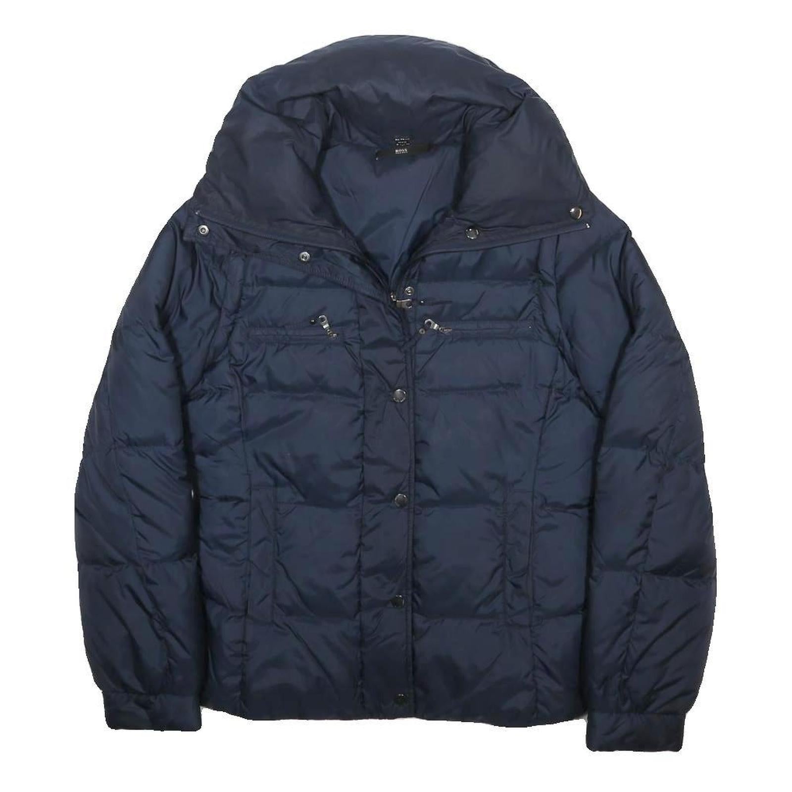 BOSS HUGO BOSS Womens Blue Quilted Jacket UK 8 Polyamide Zip Classic Outdoor