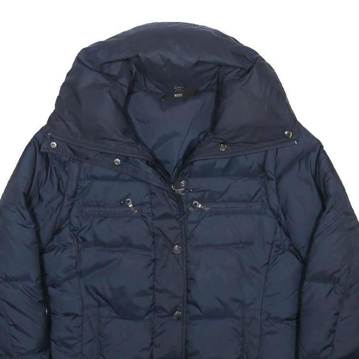 BOSS HUGO BOSS Womens Blue Quilted Jacket UK 8 Polyamide Zip Classic Outdoor