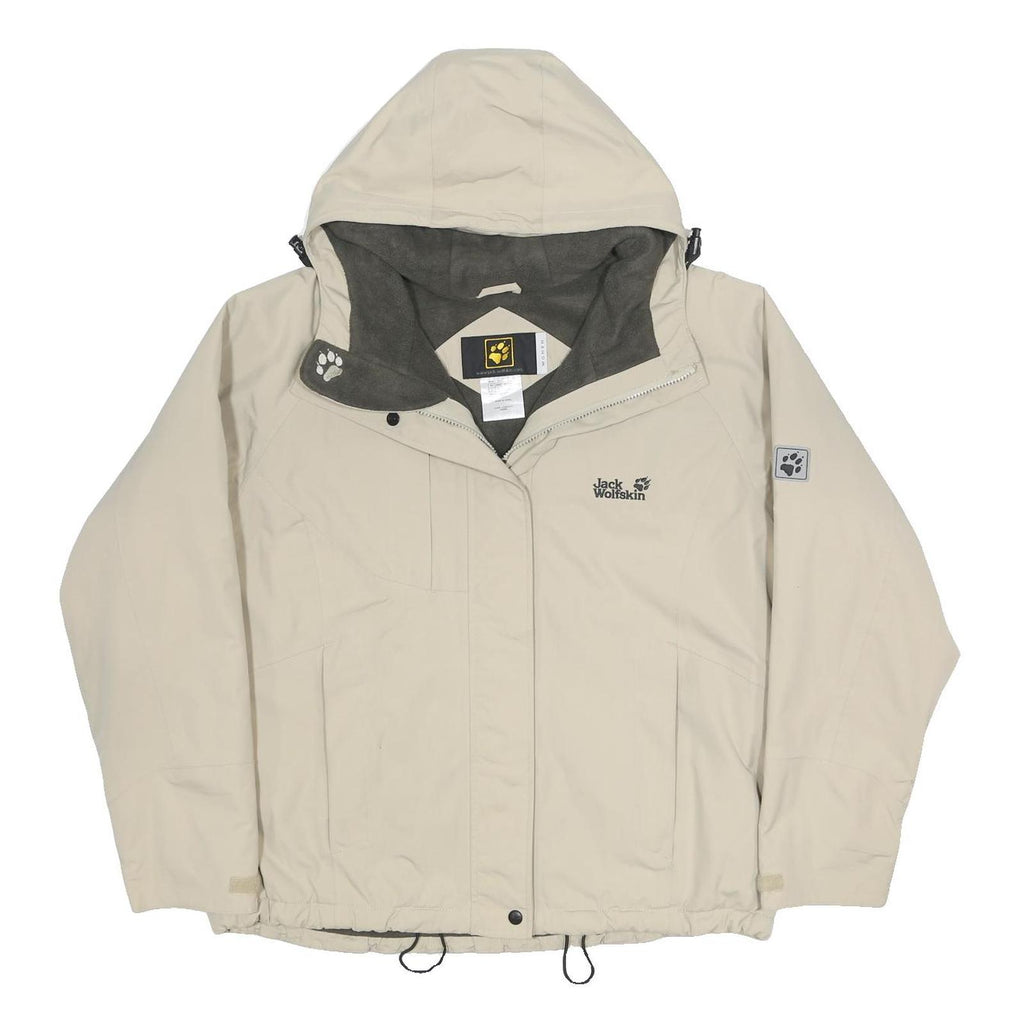 JACK WOLFSKIN Womens Beige Outdoor Jacket L Polyester Windbreaker Zip Hooded