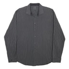 CALVIN KLEIN Mens Black & White Pinstripe Shirt XL Cotton Long Sleeve Formal